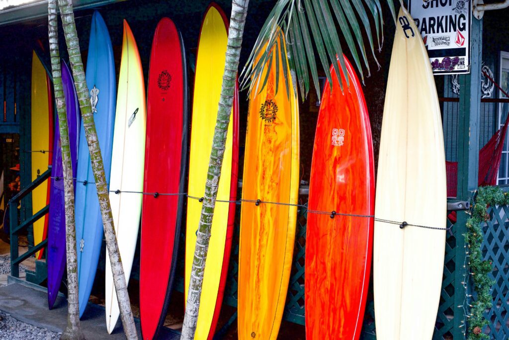 Surf boards of all colours