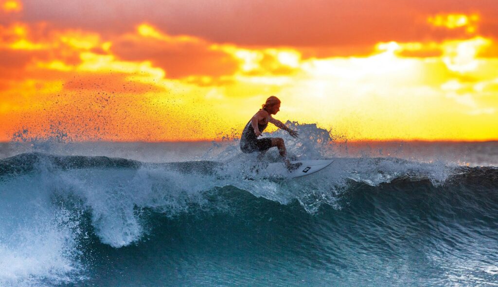 surfing at sunset taghazout